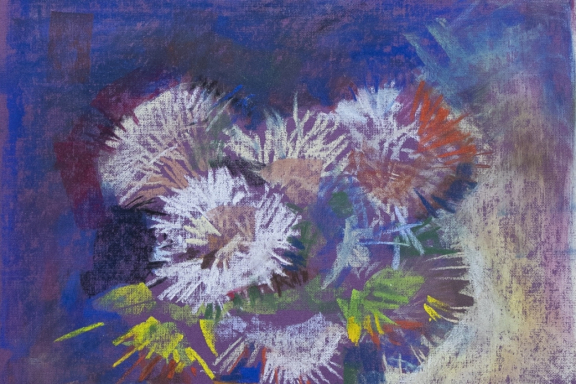 Мастер-класс по пастели "Букет в красном вазоне"