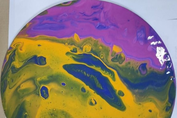 Создание тематической интерьерной картины в стиле FluidArt "Пейзаж"