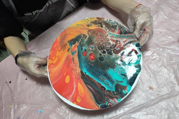 Создание тематической интерьерной картины в стиле FluidArt "Пейзаж"