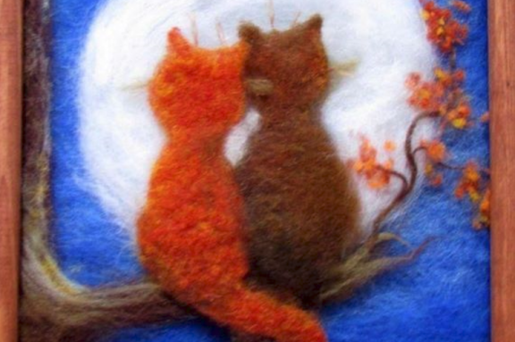 Арт- встреча по созданию панно из шерсти «Полуночные коты»