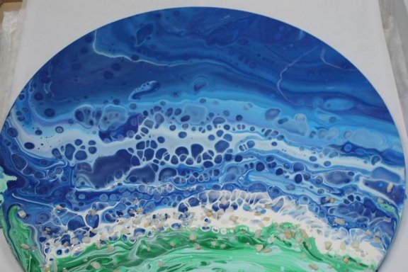 Создание тематической интерьерной картины в стиле FluidArt "Пейзаж"